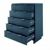 Manhattan Comfort Granville 45.27" Modern Tall Dresser with 5 Full Extension Drawers in Midnight Blue Open - Manhattan Comfort Granville 45.27" Modern Tall Dresser with 5 Full Extension Drawers in Midnight Blue Open
