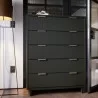 Manhattan Comfort Granville 45.27" Modern Tall Dresser with 5 Full Extension Drawers in Dark Grey - Manhattan Comfort Granville 45.27" Modern Tall Dresser with 5 Full Extension Drawers in Dark Grey