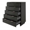 Manhattan Comfort Granville 45.27" Modern Tall Dresser with 5 Full Extension Drawers in Dark Grey Open