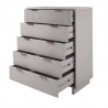 Manhattan Comfort Granville 45.27" Modern Tall Dresser with 5 Full Extension Drawers in Light Grey Open