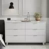 Manhattan Comfort Granville 55.07" Modern Double Wide Dresser with 6 Full Extension Drawers in White - Manhattan Comfort Granville 55.07" Modern Double Wide Dresser with 6 Full Extension Drawers in White