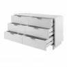 Manhattan Comfort Granville 55.07" Modern Double Wide Dresser with 6 Full Extension Drawers in White Open - Manhattan Comfort Granville 55.07" Modern Double Wide Dresser with 6 Full Extension Drawers in White Open