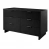 Manhattan Comfort Granville 55.07" Modern Double Wide Dresser with 6 Full Extension Drawers in Black Side - Manhattan Comfort Granville 55.07" Modern Double Wide Dresser with 6 Full Extension Drawers in Black Side