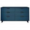 Manhattan Comfort Granville 55.07" Modern Double Wide Dresser with 6 Full Extension Drawers in Midnight Blue Front