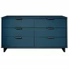Manhattan Comfort Granville 55.07" Modern Double Wide Dresser with 6 Full Extension Drawers in Midnight Blue Front - Manhattan Comfort Granville 55.07" Modern Double Wide Dresser with 6 Full Extension Drawers in Midnight Blue Front