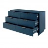 Manhattan Comfort Granville 55.07" Modern Double Wide Dresser with 6 Full Extension Drawers in Midnight Blue Open