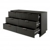 Manhattan Comfort Granville 55.07" Modern Double Wide Dresser with 6 Full Extension Drawers in Dark Grey Open