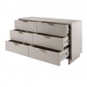 Manhattan Comfort Granville 55.07" Modern Double Wide Dresser with 6 Full Extension Drawers in Light Grey Open