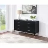 Manhattan Comfort Stanton Modern Dresser with 6 Full Extension Drawers and Solid Wood Legs in Black - Manhattan Comfort Stanton Modern Dresser with 6 Full Extension Drawers and Solid Wood Legs in Black