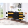 Manhattan Comfort Stanton Modern Dresser with 6 Full Extension Drawers and Solid Wood Legs in Black