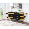 Manhattan Comfort Stanton Modern Dresser with 6 Full Extension Drawers and Solid Wood Legs in Black - Manhattan Comfort Stanton Modern Dresser with 6 Full Extension Drawers and Solid Wood Legs in Black
