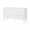 Manhattan Comfort Stanton Modern Dresser with 6 Full Extension Drawers and Solid Wood Legs in White Front