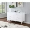 Manhattan Comfort Stanton Modern Dresser with 6 Full Extension Drawers and Solid Wood Legs in White - Manhattan Comfort Stanton Modern Dresser with 6 Full Extension Drawers and Solid Wood Legs in White
