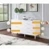 Manhattan Comfort Stanton Modern Dresser with 6 Full Extension Drawers and Solid Wood Legs in White - Manhattan Comfort Stanton Modern Dresser with 6 Full Extension Drawers and Solid Wood Legs in White