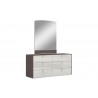 Whiteline Modern Living Berlin Dresser In High Gloss Chestnut Grey - Angled with Mirror