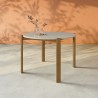 Manhattan Comfort Mid-Century Modern Gales Round 46.54 Dining Table with Solid Wood Legs Greige