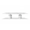 Whiteline Modern Living Geneva Dining Table In White Marble Glossy Top - Front - Whiteline Modern Living Geneva Dining Table In White Marble Glossy Top - Front