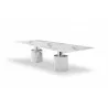 Whiteline Modern Living Geneva Dining Table In White Marble Glossy Top - Angled - Whiteline Modern Living Geneva Dining Table In White Marble Glossy Top - Angled