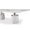 Whiteline Modern Living Geneva Dining Table In White Marble Glossy Top - Edge Close-up