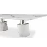 Whiteline Modern Living Geneva Dining Table In White Marble Glossy Top - Edge Close-up - Whiteline Modern Living Geneva Dining Table In White Marble Glossy Top - Edge Close-up