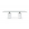 Whiteline Modern Living Mandarin Dining Table With Polished Stainless Steel Connector in Matt White Bases - Front