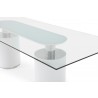 Whiteline Modern Living Mandarin Dining Table With Polished Stainless Steel Connector in Matt White Bases - Tabletop Close-up