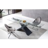 Whiteline Modern Living West Extendable Dining Table With Clear Glass Top Ans Sanded Black Metal Legs