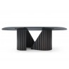 Whiteline Modern Living Kaya Dining Table With Glass Top And Ribbed Base in Matt Dark Grey - Front