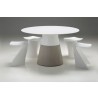 Maldives 49"/63" Round Dining Table White Solid Surface with Fiber Concrete Base - With Chairs