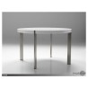 Voom 47" Round Dining Table High Gloss White with Brushed Stainless Steel