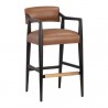 Sunpan Keagan Barstool in Shalimar Tobacco Leather - Front Side Angle