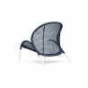 Azzurro Living Dune Club Chair With Polar Cushion in Matte Charcoal Aluminum And Royal All-Weather Rope - Back Angled