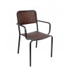 Rio Stacking Aluminum Armchair Mocha Synthetic Wicker, Black Frame