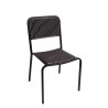 Rio Stacking Aluminum Side Chair Mocha Synthetic Wicker - Black Frame