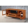 Furnitech 70" Contemporary Asian TV Stand Media Console - Front Side Opened Angle