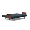 Recast Sofa With Walnut Arms and Nist Blue - Angled Fully Folded - Recast Sofa With Walnut Arms and Nist Blue - Angled Fully Folded