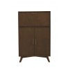 Alpine Furniture Flynn Large Bar Cabinet w/Drop Down Tray, Walnut - Front Angle