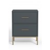 Alpine Furniture Madelyn Two Drawer Nightstand, Slate Gray - Front Angle