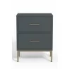 Alpine Furniture Madelyn Two Drawer Nightstand, Slate Gray - Front Angle - Alpine Furniture Madelyn Two Drawer Nightstand, Slate Gray - Front Angle