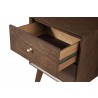 Alpine Furniture Flynn Mid Century Modern 2 Drawer Nightstand, Walnut - Closeup Angle