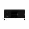 Alpine Furniture Flynn Large TV Console, Black - Front Angle - Alpine Furniture Flynn Large TV Console, Black - Front Angle