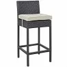 Modway Convene Outdoor Patio Fabric Bar Stool in Espresso Beige - Front Side Angle - Modway Convene Outdoor Patio Fabric Bar Stool in Espresso Beige - Front Side Angle
