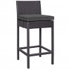 Modway Convene Outdoor Patio Fabric Bar Stool in Espresso Charcoal - Front Side Angle