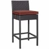 Modway Convene Outdoor Patio Fabric Bar Stool in Espresso Currant - Front Side Angle - Modway Convene Outdoor Patio Fabric Bar Stool in Espresso Currant - Front Side Angle
