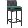 Modway Convene Outdoor Patio Fabric Bar Stool in Espresso Green - Front Side Angle