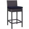 Modway Convene Outdoor Patio Fabric Bar Stool in Espresso Navy - Front Angle