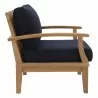 Modway Marina Outdoor Patio Teak Armchair in Natural Navy - Side Angle - Modway Marina Outdoor Patio Teak Armchair in Natural Navy - Side Angle