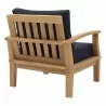 Modway Marina Outdoor Patio Teak Armchair in Natural Navy - Back Side Angle - Modway Marina Outdoor Patio Teak Armchair in Natural Navy - Back Side Angle