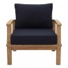 Modway Marina Outdoor Patio Teak Armchair in Natural Navy - Front Angle