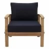 Modway Marina Outdoor Patio Teak Armchair in Natural Navy - Front Angle - Modway Marina Outdoor Patio Teak Armchair in Natural Navy - Front Angle